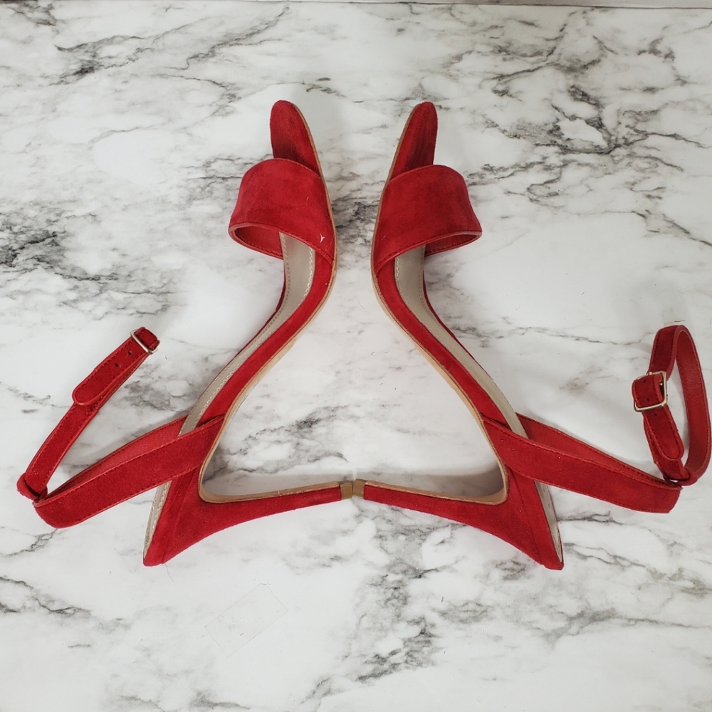Sandro Nina Red Suede Ankle Buckle Heels. EU39 - Picture 8 of 10